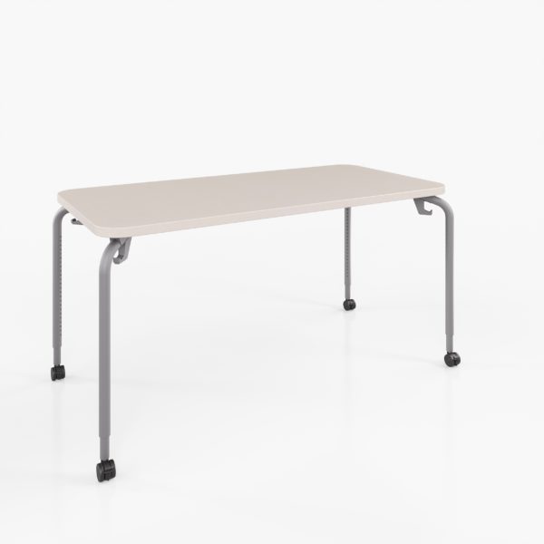 Adjustable Height Two-Student Desk, with casters in Classic Linen