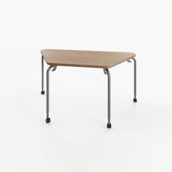 Adjustable Height Trapezoid Two-Student Desk, with casters in French Pair